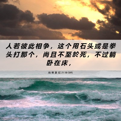 Picture 06 - 出 埃 及 记 21:18 CUVS - 人 若 彼 此 相 争 ， 这 个 用 石 头 - Bible Verse Picture
