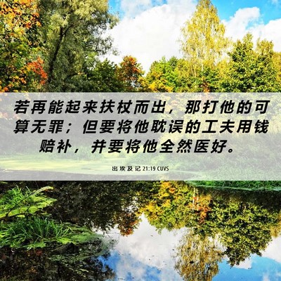Picture 06 - 出 埃 及 记 21:19 CUVS - 若 再 能 起 来 扶 杖 而 出 ， 那 打 - Bible Verse Picture