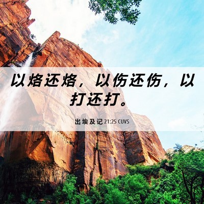 Picture 06 - 出 埃 及 记 21:25 CUVS - 以 烙 还 烙 ， 以 伤 还 伤 ， 以 打 - Bible Verse Picture
