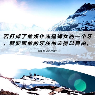 Picture 06 - 出 埃 及 记 21:27 CUVS - 若 打 掉 了 他 奴 仆 或 是 婢 女 的 - Bible Verse Picture