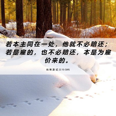 Picture 06 - 出 埃 及 记 22:15 CUVS - 若 本 主 同 在 一 处 ， 他 就 不 必 - Bible Verse Picture