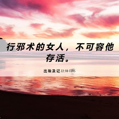 Picture 06 - 出 埃 及 记 22:18 CUVS - 行 邪 术 的 女 人 ， 不 可 容 他 存 - Bible Verse Picture