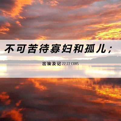 Picture 06 - 出 埃 及 记 22:22 CUVS - 不 可 苦 待 寡 妇 和 孤 儿 - Bible Verse Picture