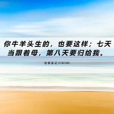 Picture 06 - 出 埃 及 记 22:30 CUVS - 你 牛 羊 头 生 的 ， 也 要 这 样 ； - Bible Verse Picture