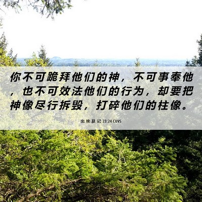 Picture 06 - 出 埃 及 记 23:24 CUVS - 你 不 可 跪 拜 他 们 的 神 ， 不 可 - Bible Verse Picture