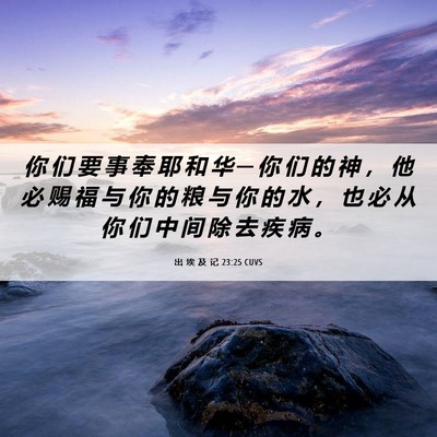 Picture 06 - 出 埃 及 记 23:25 CUVS - 你 们 要 事 奉 耶 和 华 ─ 你 们 的 - Bible Verse Picture