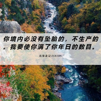 Picture 06 - 出 埃 及 记 23:26 CUVS - 你 境 内 必 没 有 坠 胎 的 ， 不 生 - Bible Verse Picture
