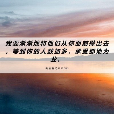 Picture 06 - 出 埃 及 记 23:30 CUVS - 我 要 渐 渐 地 将 他 们 从 你 面 前 - Bible Verse Picture