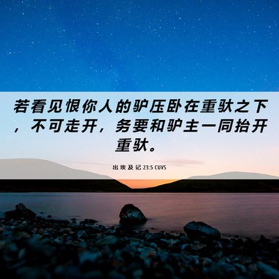 Picture 06 - 出 埃 及 记 23:5 CUVS - 若 看 见 恨 你 人 的 驴 压 卧 在 重 - Bible Verse Picture