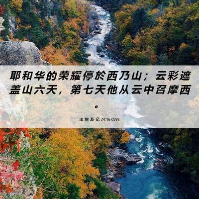 Picture 06 - 出 埃 及 记 24:16 CUVS - 耶 和 华 的 荣 耀 停 於 西 乃 山 ； - Bible Verse Picture