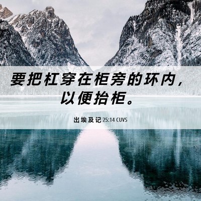 Picture 06 - 出 埃 及 记 25:14 CUVS - 要 把 杠 穿 在 柜 旁 的 环 内 ， 以 - Bible Verse Picture