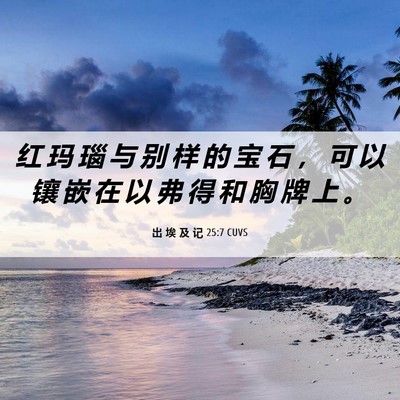 Picture 06 - 出 埃 及 记 25:7 CUVS - 红 玛 瑙 与 别 样 的 宝 石 ， 可 以 - Bible Verse Picture