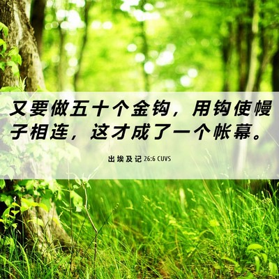 Picture 06 - 出 埃 及 记 26:6 CUVS - 又 要 做 五 十 个 金 钩 ， 用 钩 使 - Bible Verse Picture
