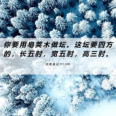 Picture 06 - 出 埃 及 记 27:1 CUVS - 你 要 用 皂 荚 木 做 坛 。 这 坛 要 - Bible Verse Picture