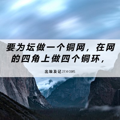 Picture 06 - 出 埃 及 记 27:4 CUVS - 要 为 坛 做 一 个 铜 网 ， 在 网 的 - Bible Verse Picture