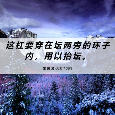 Picture 06 - 出 埃 及 记 27:7 CUVS - 这 杠 要 穿 在 坛 两 旁 的 环 子 内 - Bible Verse Picture