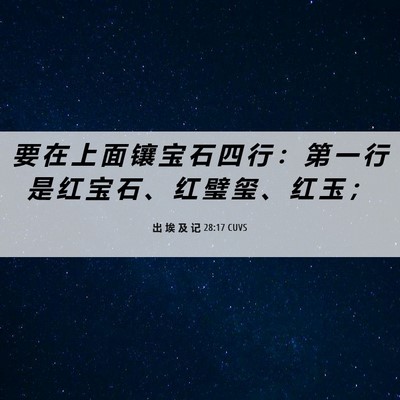Picture 06 - 出 埃 及 记 28:17 CUVS - 要 在 上 面 镶 宝 石 四 行 ： 第 一 - Bible Verse Picture