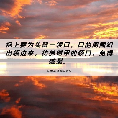Picture 06 - 出 埃 及 记 28:32 CUVS - 袍 上 要 为 头 留 一 领 口 ， 口 的 - Bible Verse Picture