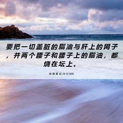 Picture 06 - 出 埃 及 记 29:13 CUVS - 要 把 一 切 盖 脏 的 脂 油 与 肝 上 - Bible Verse Picture