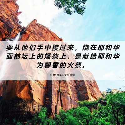 Picture 06 - 出 埃 及 记 29:25 CUVS - 要 从 他 们 手 中 接 过 来 ， 烧 在 - Bible Verse Picture