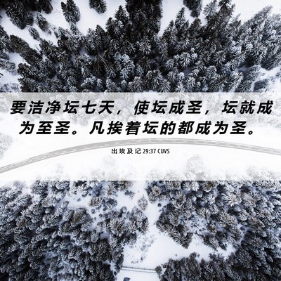 Picture 06 - 出 埃 及 记 29:37 CUVS - 要 洁 净 坛 七 天 ， 使 坛 成 圣 ， - Bible Verse Picture