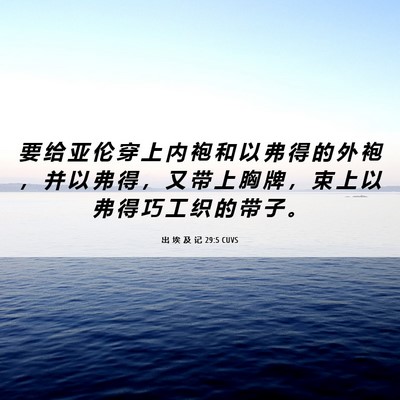 Picture 06 - 出 埃 及 记 29:5 CUVS - 要 给 亚 伦 穿 上 内 袍 和 以 弗 得 - Bible Verse Picture