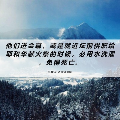 Picture 06 - 出 埃 及 记 30:20 CUVS - 他 们 进 会 幕 ， 或 是 就 近 坛 前 - Bible Verse Picture