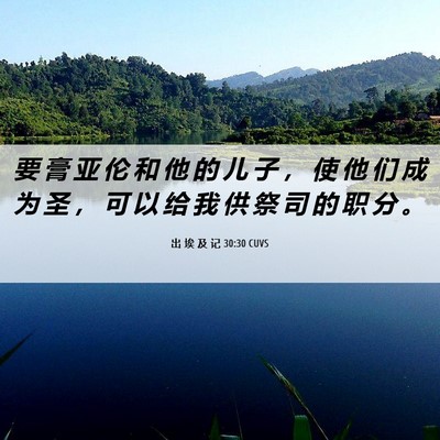 Picture 06 - 出 埃 及 记 30:30 CUVS - 要 膏 亚 伦 和 他 的 儿 子 ， 使 他 - Bible Verse Picture