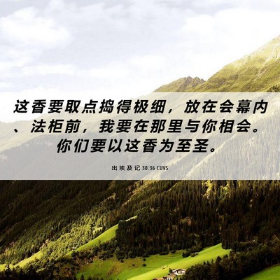 Picture 06 - 出 埃 及 记 30:36 CUVS - 这 香 要 取 点 捣 得 极 细 ， 放 在 - Bible Verse Picture