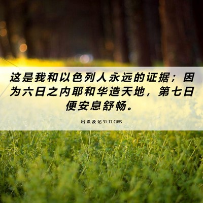 Picture 06 - 出 埃 及 记 31:17 CUVS - 这 是 我 和 以 色 列 人 永 远 的 证 - Bible Verse Picture
