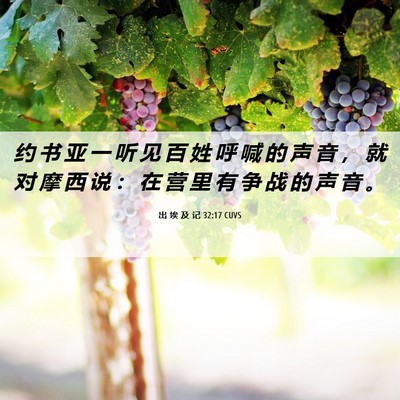 Picture 06 - 出 埃 及 记 32:17 CUVS - 约 书 亚 一 听 见 百 姓 呼 喊 的 声 - Bible Verse Picture