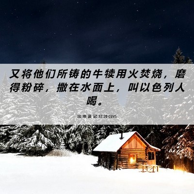 Picture 06 - 出 埃 及 记 32:20 CUVS - 又 将 他 们 所 铸 的 牛 犊 用 火 焚 - Bible Verse Picture