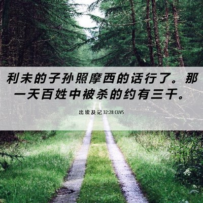 Picture 06 - 出 埃 及 记 32:28 CUVS - 利 未 的 子 孙 照 摩 西 的 话 行 了 - Bible Verse Picture