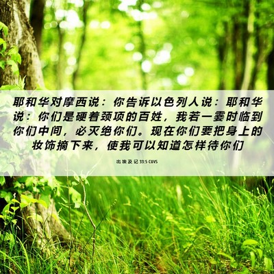 Picture 06 - 出 埃 及 记 33:5 CUVS - 耶 和 华 对 摩 西 说 ： 你 告 诉 以 - Bible Verse Picture