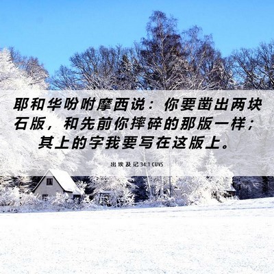 Picture 06 - 出 埃 及 记 34:1 CUVS - 耶 和 华 吩 咐 摩 西 说 ： 你 要 凿 - Bible Verse Picture