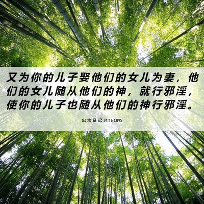 Picture 06 - 出 埃 及 记 34:16 CUVS - 又 为 你 的 儿 子 娶 他 们 的 女 儿 - Bible Verse Picture