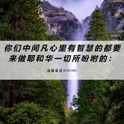 Picture 06 - 出 埃 及 记 35:10 CUVS - 你 们 中 间 凡 心 里 有 智 慧 的 都 - Bible Verse Picture
