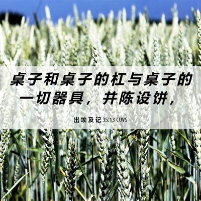 Picture 06 - 出 埃 及 记 35:13 CUVS - 桌 子 和 桌 子 的 杠 与 桌 子 的 一 - Bible Verse Picture