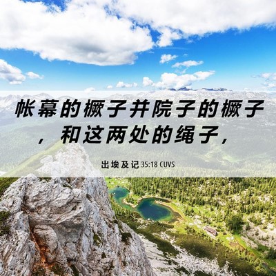 Picture 06 - 出 埃 及 记 35:18 CUVS - 帐 幕 的 橛 子 并 院 子 的 橛 子 ， - Bible Verse Picture