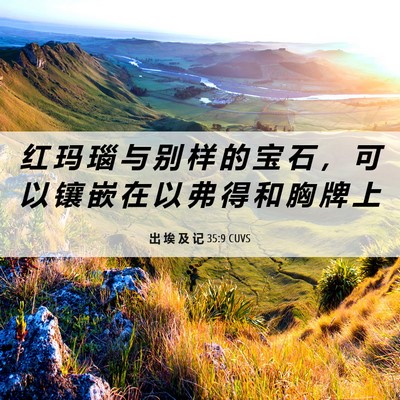 Picture 06 - 出 埃 及 记 35:9 CUVS - 红 玛 瑙 与 别 样 的 宝 石 ， 可 以 - Bible Verse Picture