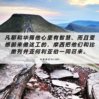 Picture 06 - 出 埃 及 记 36:2 CUVS - 凡 耶 和 华 赐 他 心 里 有 智 慧 、 - Bible Verse Picture