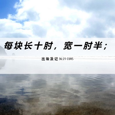 Picture 06 - 出 埃 及 记 36:21 CUVS - 每 块 长 十 肘 ， 宽 一 肘 半 - Bible Verse Picture