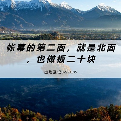 Picture 06 - 出 埃 及 记 36:25 CUVS - 帐 幕 的 第 二 面 ， 就 是 北 面 ， - Bible Verse Picture