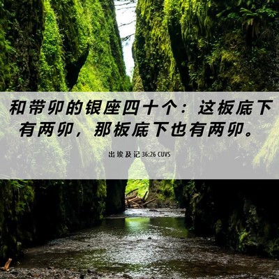 Picture 06 - 出 埃 及 记 36:26 CUVS - 和 带 卯 的 银 座 四 十 个 ： 这 板 - Bible Verse Picture