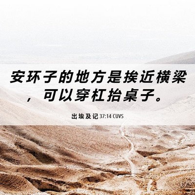 Picture 06 - 出 埃 及 记 37:14 CUVS - 安 环 子 的 地 方 是 挨 近 横 梁 ， - Bible Verse Picture
