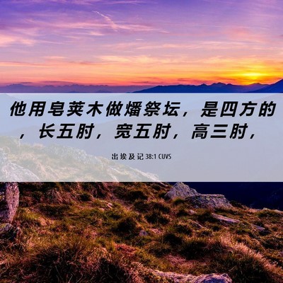 Picture 06 - 出 埃 及 记 38:1 CUVS - 他 用 皂 荚 木 做 燔 祭 坛 ， 是 四 - Bible Verse Picture