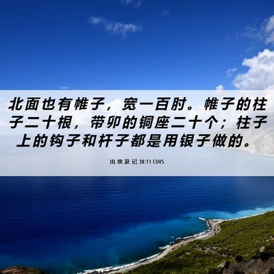 Picture 06 - 出 埃 及 记 38:11 CUVS - 北 面 也 有 帷 子 ， 宽 一 百 肘 。 - Bible Verse Picture