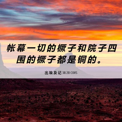 Picture 06 - 出 埃 及 记 38:20 CUVS - 帐 幕 一 切 的 橛 子 和 院 子 四 围 - Bible Verse Picture