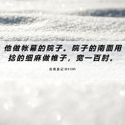 Picture 06 - 出 埃 及 记 38:9 CUVS - 他 做 帐 幕 的 院 子 。 院 子 的 南 - Bible Verse Picture