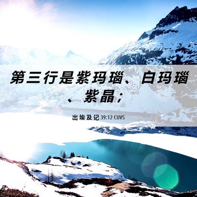 Picture 06 - 出 埃 及 记 39:12 CUVS - 第 三 行 是 紫 玛 瑙 、 白 玛 瑙 、 - Bible Verse Picture